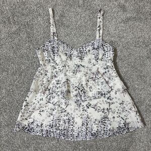 Cabi Tank Top Womens XS White Black Abstract Dainty Girly Summer Lightweight